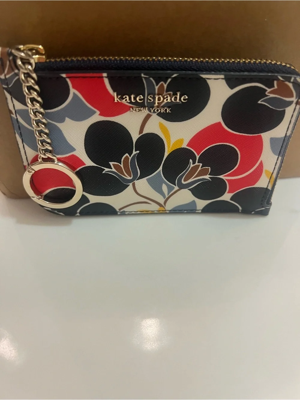 kate spade Floral Zip Card Case Wallet - Red, Black, Blue, Yellow